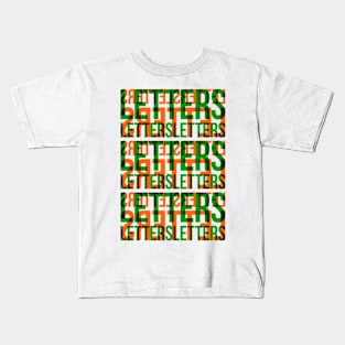 Letters Typography Stack (Green Orange) Kids T-Shirt